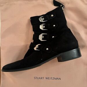 Stewart Weitzman buckled ankle boots with dust bag and box